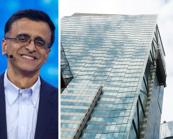 Snowflake CEO Sridhar Ramaswamy and 7 Times Square.