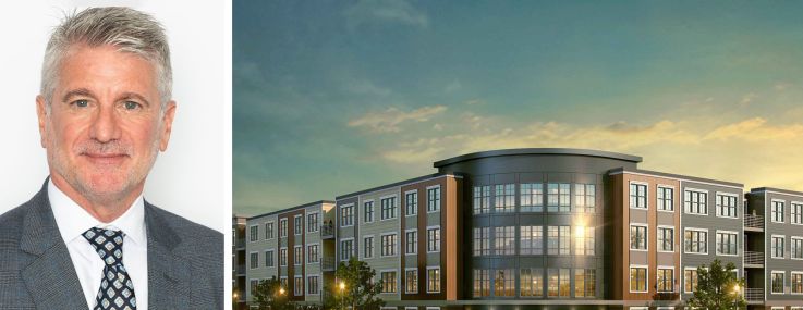 RXR's Steven Schwartz and a rendering of 691 Clifton Avenue, Clifton, N.J.