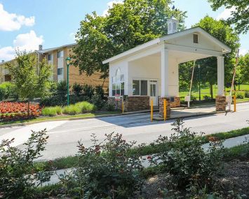 The entrance to Worthington Apartments, Pikesville, Md.