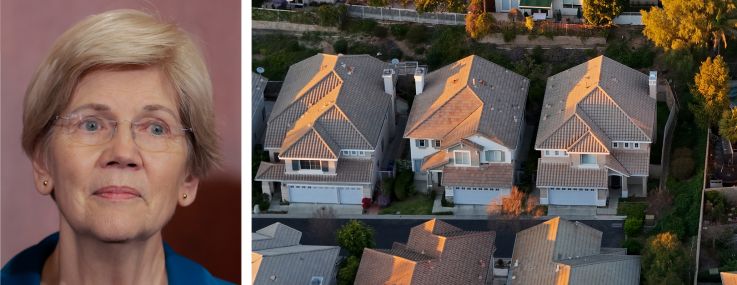 Sen. Tim Scott (top), Sen. Elizabeth Warren, and single-family homes.
