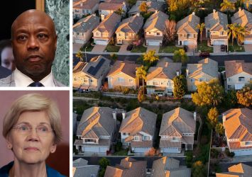 Sen. Tim Scott (top), Sen. Elizabeth Warren, and single-family homes.
