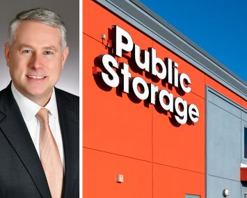 Public Storage CEO Tom Boyle and a Public Storage facility.