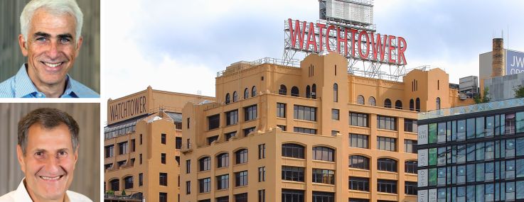 Shaul Kuba (top), Avi Shemesh (center), and Richard Ressler of CIM Group and The Watchtower Building in Brooklyn.