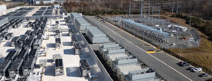 An aerial view of a data center in Ashburn, Va.