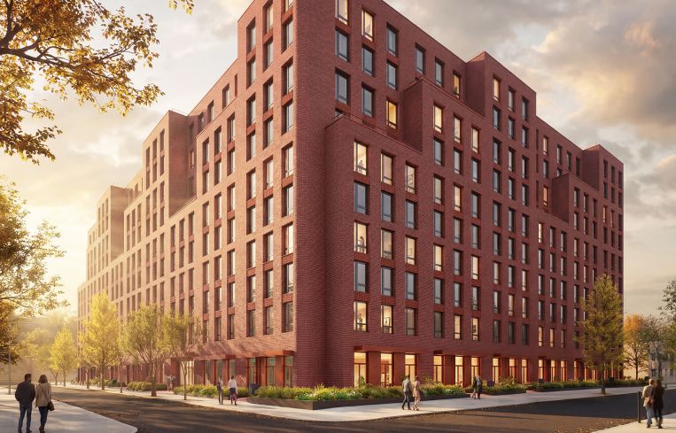 A rendering of a planned residential building for 105 Dinsmore Place, Brooklyn.