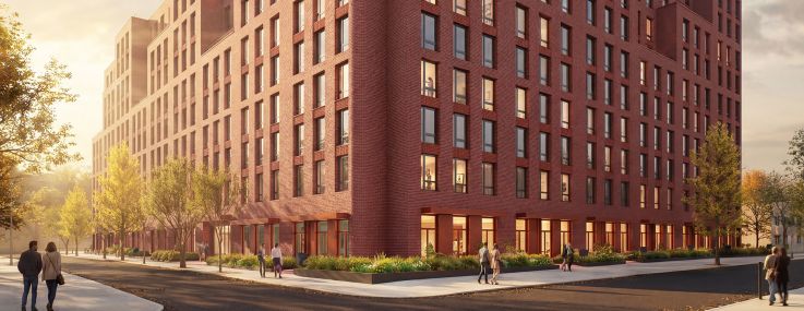 A rendering of a planned residential building for 105 Dinsmore Place, Brooklyn.