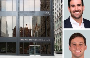 140 Broadway, CBRE's Alex Leopold (top) and Connor Desimone.