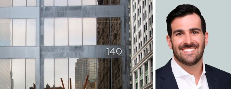 140 Broadway, CBRE's Alex Leopold (top) and Connor Desimone.