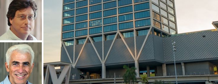 CIM Group's Avi Shemesh (top), Richard Ressler (center), and Shaul Kuba, and 2 MiamiCentral.