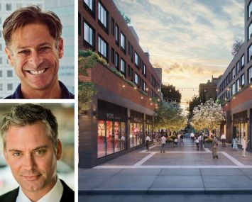 William Macklowe Company CEO Billy Macklowe (top), RIPCO's Jason Pennington, and a rendering of Paseo on Fifth at 120 Fifth Avenue, Brooklyn.
