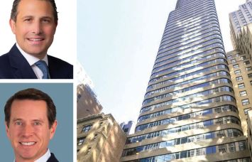 Newmark's Brian Waterman (top), CBRE's Paul Amrich and 2 Grand Central Tower.