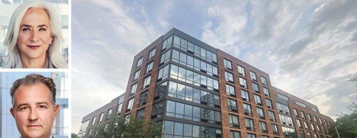 PGIM's Cathy Marcus (top) and Raimondo Amabile (center), Fetner Properties's Hal Fetner, and 3260 Henry Hudson Parkway, the Bronx.