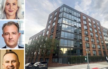 PGIM's Cathy Marcus (top) and Raimondo Amabile (center), Fetner Properties's Hal Fetner, and 3260 Henry Hudson Parkway, the Bronx.