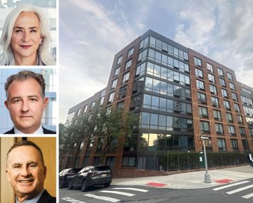 PGIM's Cathy Marcus (top) and Raimondo Amabile (center), Fetner Properties's Hal Fetner, and 3260 Henry Hudson Parkway, the Bronx.