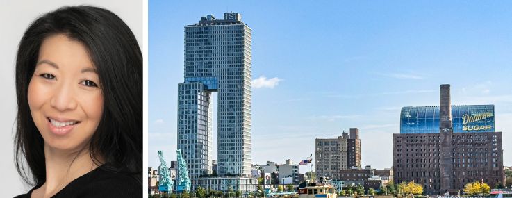 Empire State Realty Trust's Christina Chiu and the Williamsburg, Brooklyn, waterfront.
