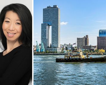 Empire State Realty Trust's Christina Chiu and the Williamsburg, Brooklyn, waterfront.