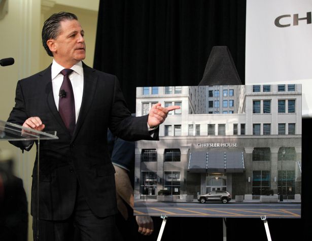 Rock Ventures and Quicken Loans Chairman Dan Gilbert introduces Chrysler Group Chairman and CEO Sergio Marchionne before announcing that Chrysler will have an office presence in downtown Detroit in April 2012 named Chrysler House.