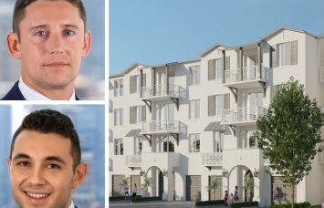 Dwight Mortgage Trust's David Scheer (top) and Evan Froman, and a rendering of the Sereno multifamily project in Sunrise, Fla.