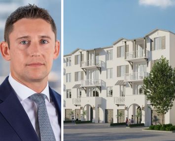 Dwight Mortgage Trust's David Scheer and a rendering of the Sereno multifamily project in Sunrise, Fla.