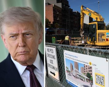 President Donald Trump and construction on the Second Avenue Subway line in October 2025.