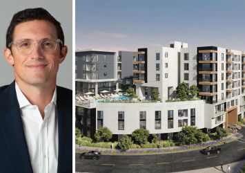 Affinius Capital's Eric Cohen and a rendering fo The Carina at 2828 North Main Street, Santa Ana, Calif.