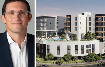 Affinius Capital's Eric Cohen and a rendering fo The Carina at 2828 North Main Street, Santa Ana, Calif.