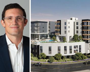 Affinius Capital's Eric Cohen and a rendering fo The Carina at 2828 North Main Street, Santa Ana, Calif.