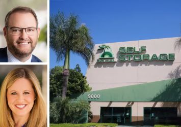 Talonvest Capital's Eric Snyder (top) and Kim Bishop, and a SoCal Self Storage's location at 9000 Corbin Avenue, Northridge, Calif.