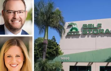 Talonvest Capital's Eric Snyder (top) and Kim Bishop, and a SoCal Self Storage's location at 9000 Corbin Avenue, Northridge, Calif.