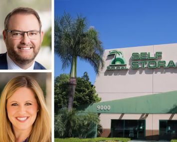 Talonvest Capital's Eric Snyder (top) and Kim Bishop, and a SoCal Self Storage's location at 9000 Corbin Avenue, Northridge, Calif.