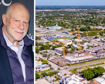 Time Equities's Francis Greenburger and construction on Boynton Beach's Town Square project in 2025.