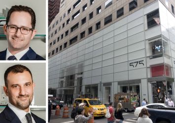Eastdil Secured's Gary Phillips (top) and Will Silverman, and 575 Fifth Avenue.