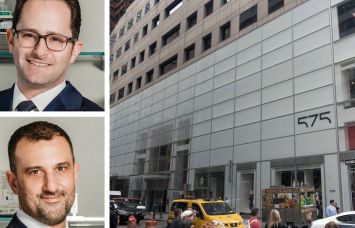 Eastdil Secured's Gary Phillips (top) and Will Silverman, and 575 Fifth Avenue.