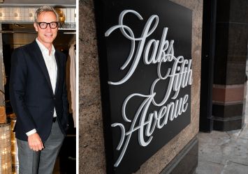 Geoffroy van Raemdonck, CEO of Saks Fifth Avenue and an exterior of a Saks Fifth Avenue store.