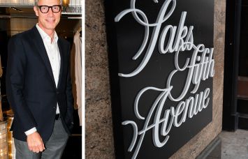 Geoffroy van Raemdonck, CEO of Saks Fifth Avenue and an exterior of a Saks Fifth Avenue store.