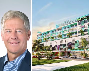 Northmarq CEO Jeff Weidell and a rendering of Wynwood 35.