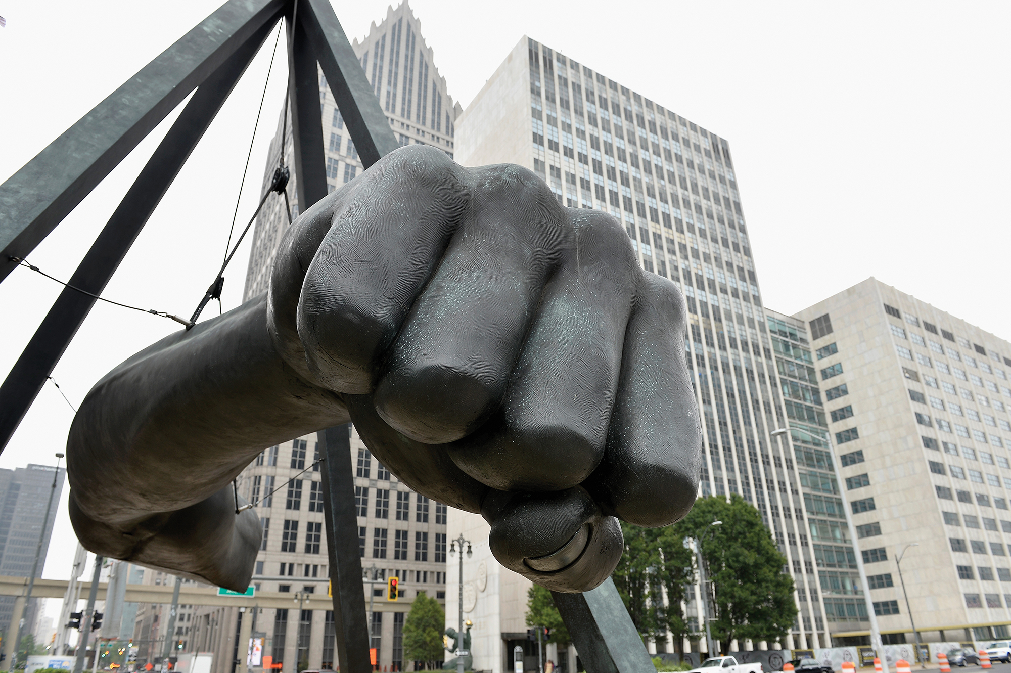 The monument to boxer Joe Louis, "The Fist" by Robert Graham in Detroit.