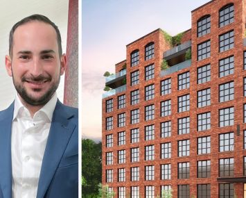Maxim Capital Group's Josh Greene and a rendering of 57 Canton Place, Brooklyn.