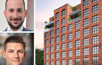 Maxim Capital Group's Josh Greene (top), Ripco's James Murad, and a rendering of 57 Canton Place, Brooklyn.