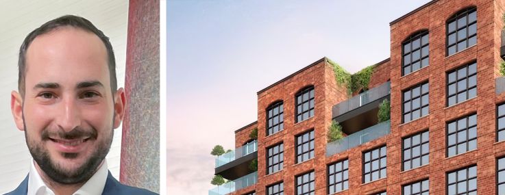 Maxim Capital Group's Josh Greene (top), Ripco's James Murad, and a rendering of 57 Canton Place, Brooklyn.