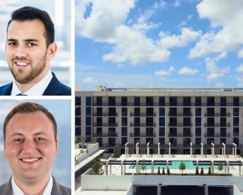 Dwight Capital's Keith Hoffman (top) and Aaron Kirshtein and a rendering of Gardens Residences in North Miami, Fla.