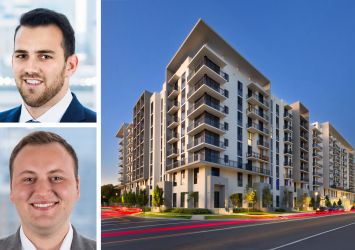 Dwight Capital's Keith Hoffman (top) and Aaron Kirshtein and a rendering of Gardens Residences in North Miami, Fla.