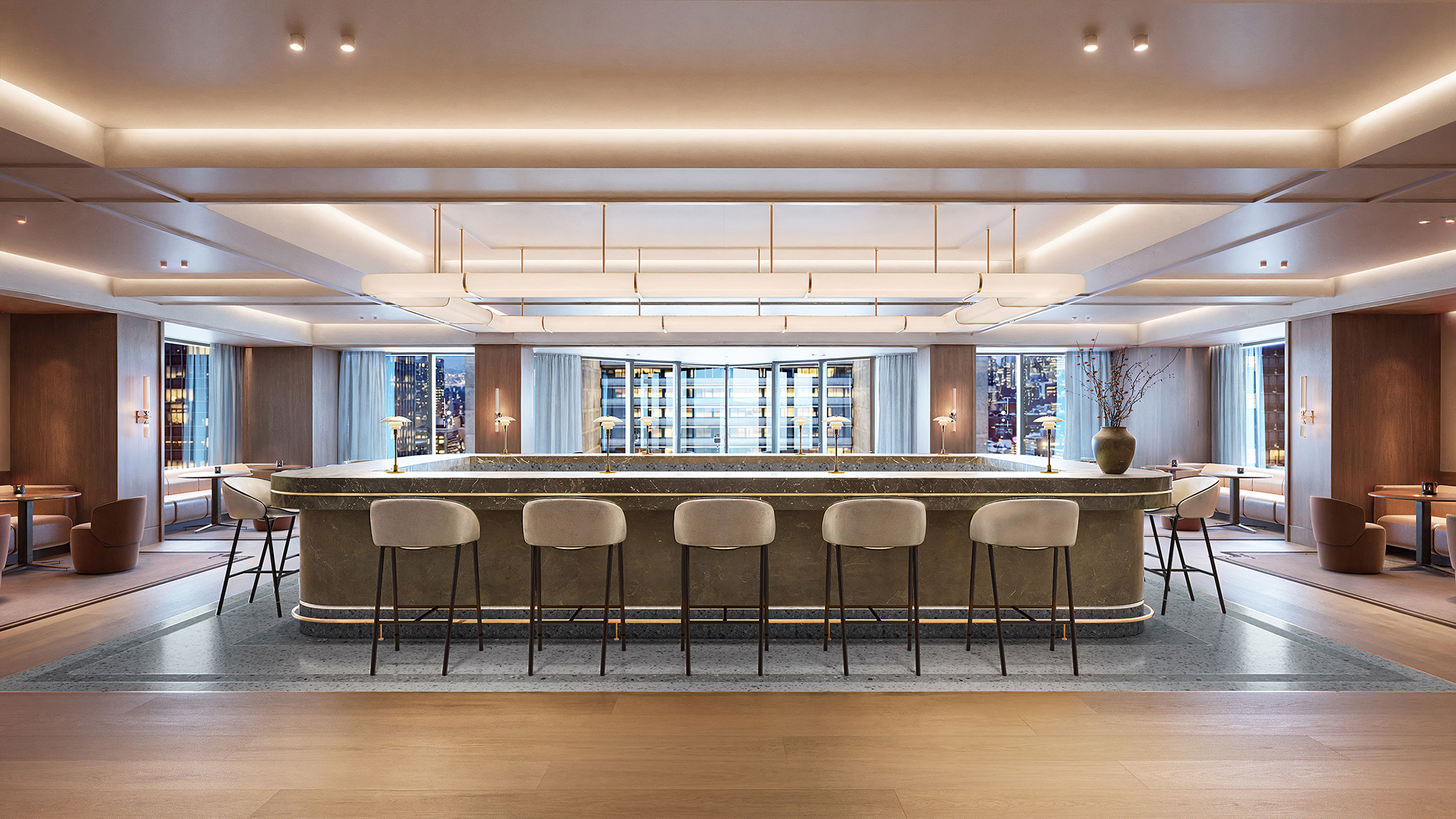 There will also be a golf simulator, a bar and restaurant, and a landscaped rooftop terrace for tenants to enjoy.