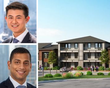 Tommy Ng (top) and Brandon Baksh of Dwight Capital and La Ventana at Canyon West property in Lubbock, Texas.