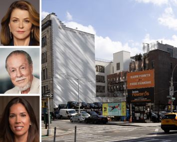 MAG Partners's MaryAnne Gilmartin (top), Global Holdings's Eyal Ofer (center), Trinity Church's Cynthia Maasry, and 122 Varick Street.