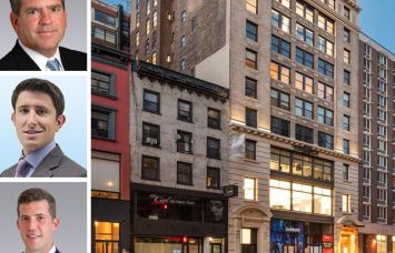 Colliers' Michael Joseph (top), Clint Dewey (center), and Aidan Campbell, and 155 West 23rd Street.