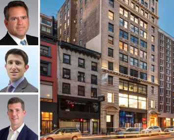 Colliers' Michael Joseph (top), Clint Dewey (center), and Aidan Campbell, and 155 West 23rd Street.