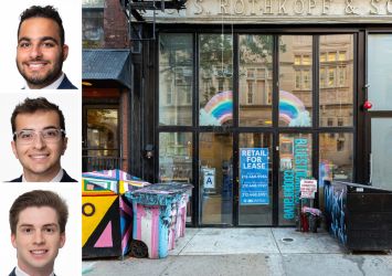 Meridian Retail Leasing's Noam Aziz (top), Carson Shahrabani (center) and Max Freudenberger, and 116 Suffolk Street.