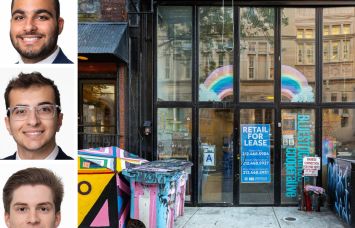 Meridian Retail Leasing's Noam Aziz (top), Carson Shahrabani (center) and Max Freudenberger, and 116 Suffolk Street.