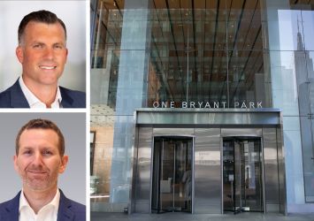 Avison Young's Oliver Petrovic (top), Colliers's Frank Wallach, and One Bryant Park.